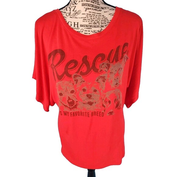Womens Large Reasue Dog Tee Shirt Red Modropy Limited Edition - Picture 2 of 7